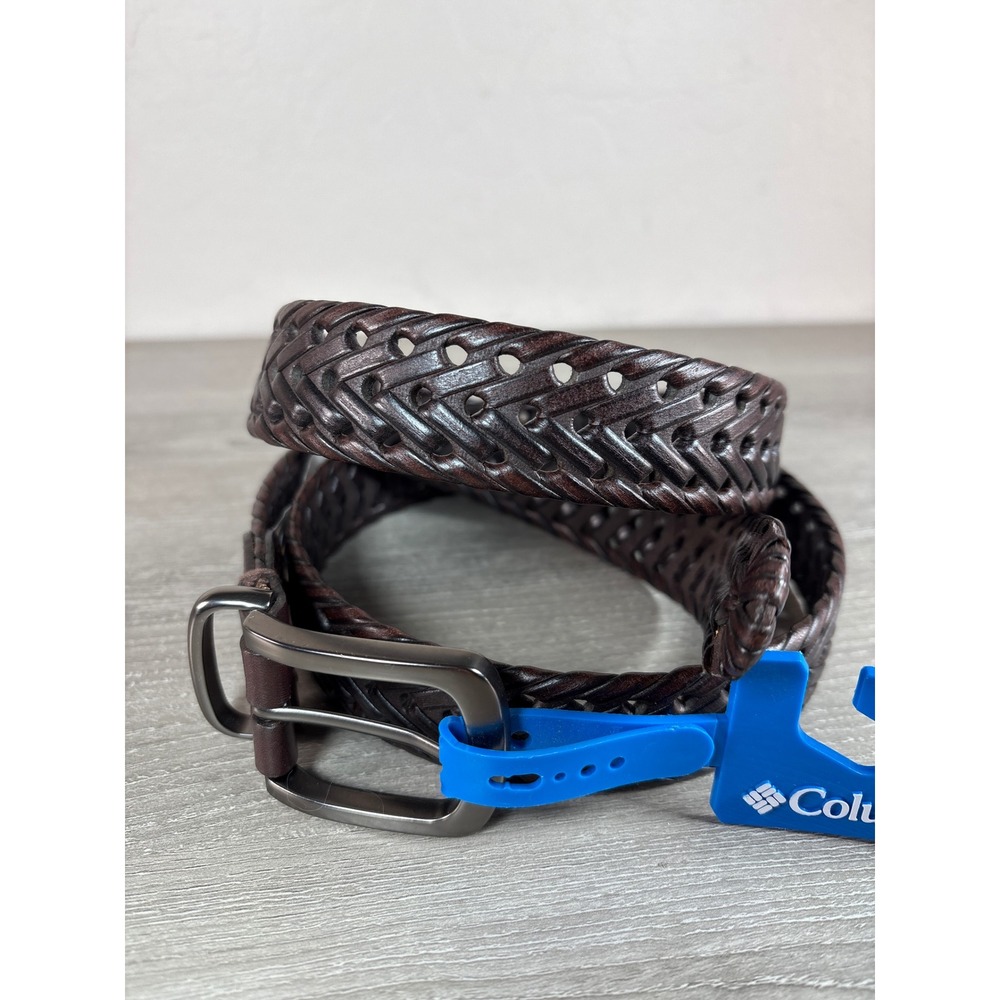 Columbia Mens Braided Leather Belt Dark Brown 11CO0412 Size 42